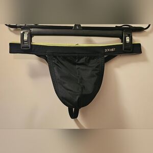 2(X)IST NWT Sliq Micro Y-Back Thong - Black with Yellow Trim - Small Size 28-30